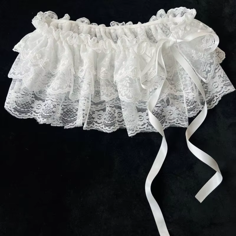 Jupe irrégulière en dentelle pour femmes, mode coréenne, rideau à fleurs blanches, maille, demi-corps, bas d'été, jean, ourlet décoratif
