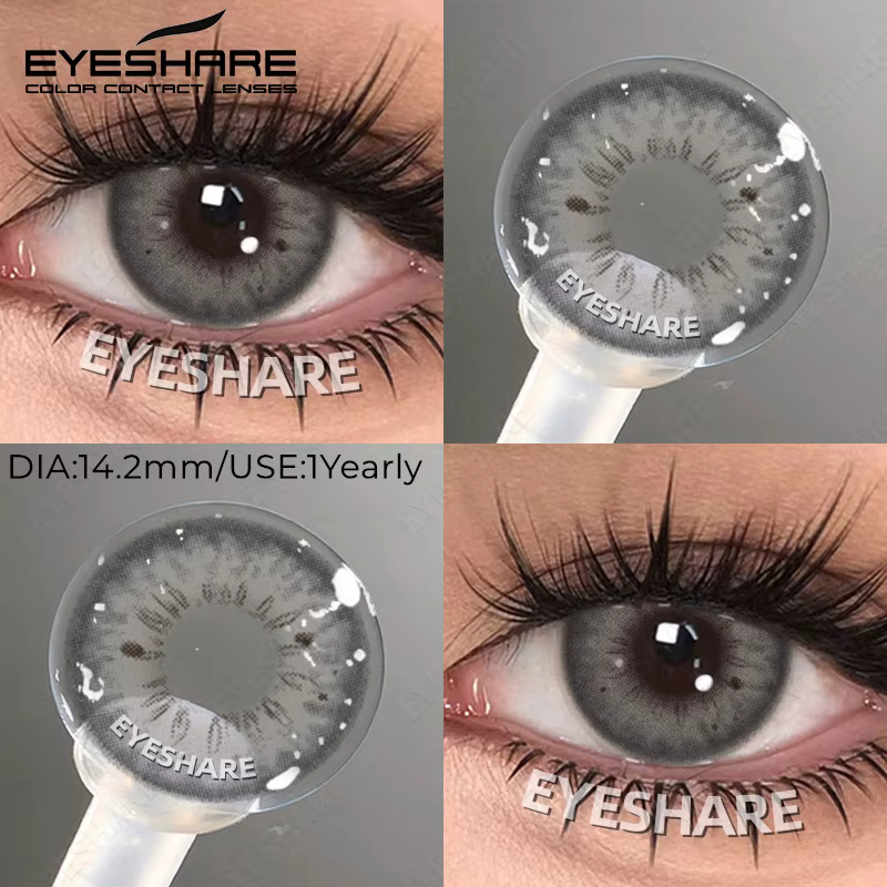 EYESHARE Lentilles de contact colorées populaires gris brun naturel