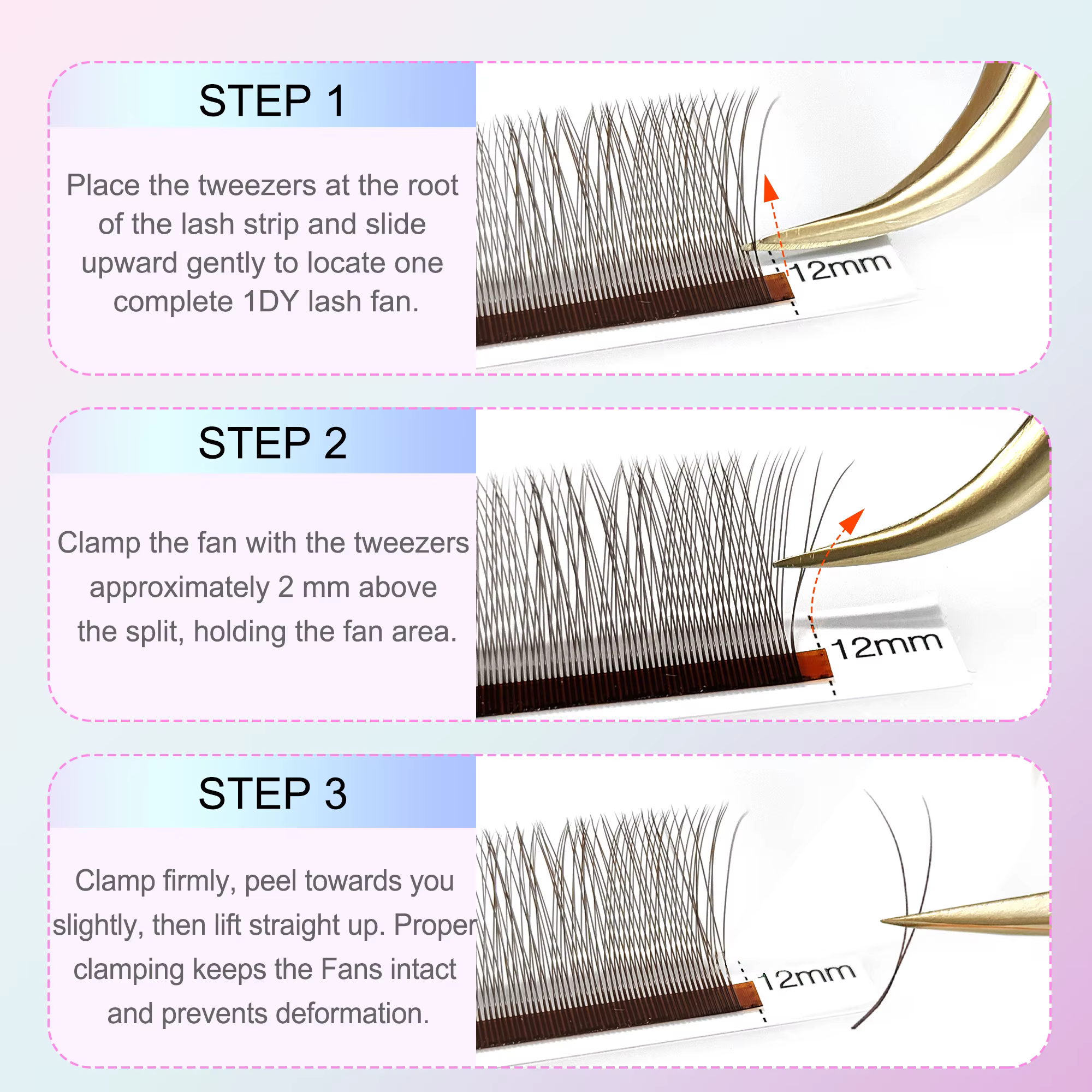 Mix 8-12/8-15mm brun extension de cils 2D forme V faux