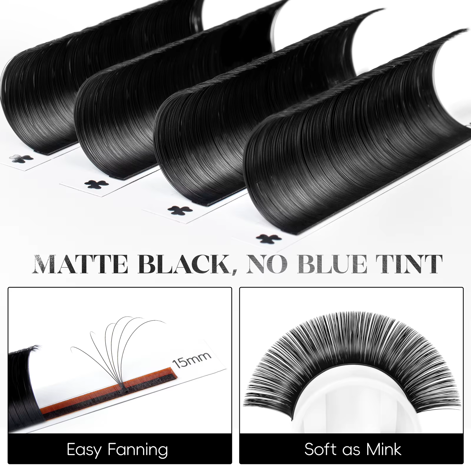 Befer Beauty Volume Extension de cils en éventail 8-16mm noir mat moelleux doux naturel Fournitures d'extension