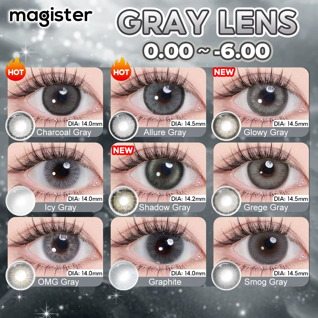 (0.00~-6.00) Lentilles de contact MAGISTER grises avec dioptries