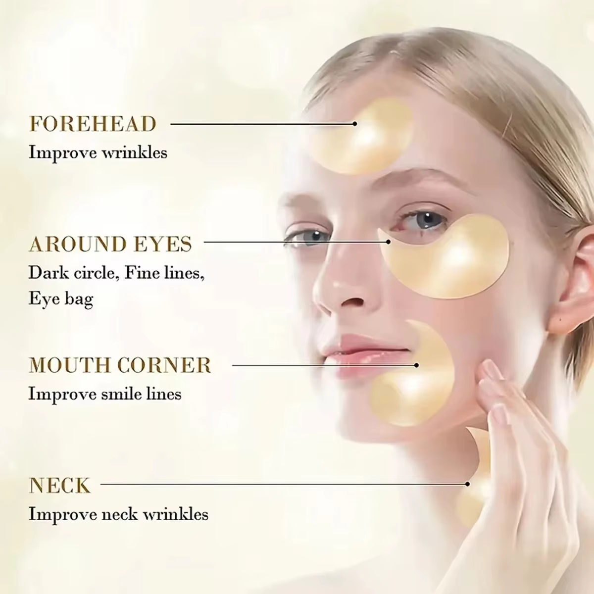 Masque pour les yeux réparateur à l'acide hyaluronique doré