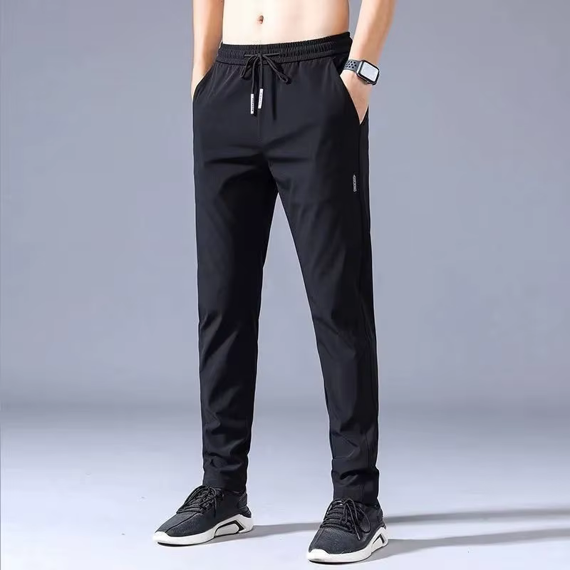 Pantalons pour hommes 2025 été nouveau noir gris mince affaires pantalons décontractés en plein air élastique respirant jambe droite pantalons de survêtement