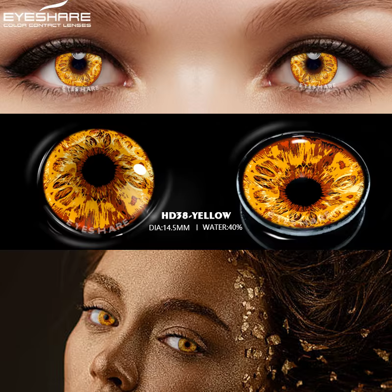 EYESHARE Cosplay lentilles de Contact colorées pour les yeux 2 pièces lentille de couleur jaune annuel Anime