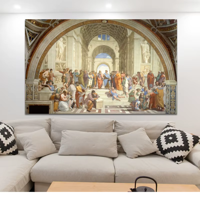 Célèbre école d'art de peinture d'athènes de Raphael, affiches et imprimés sur toile, images d'art murales