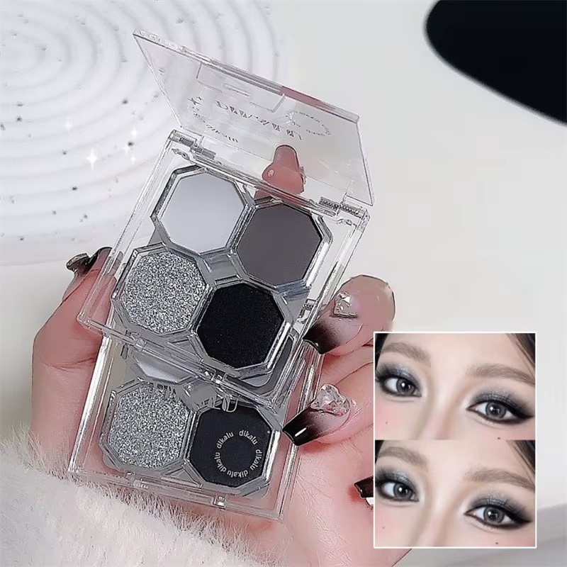 Palette de fards à paupières 4 couleurs Black Light Star pour maquillage smoky