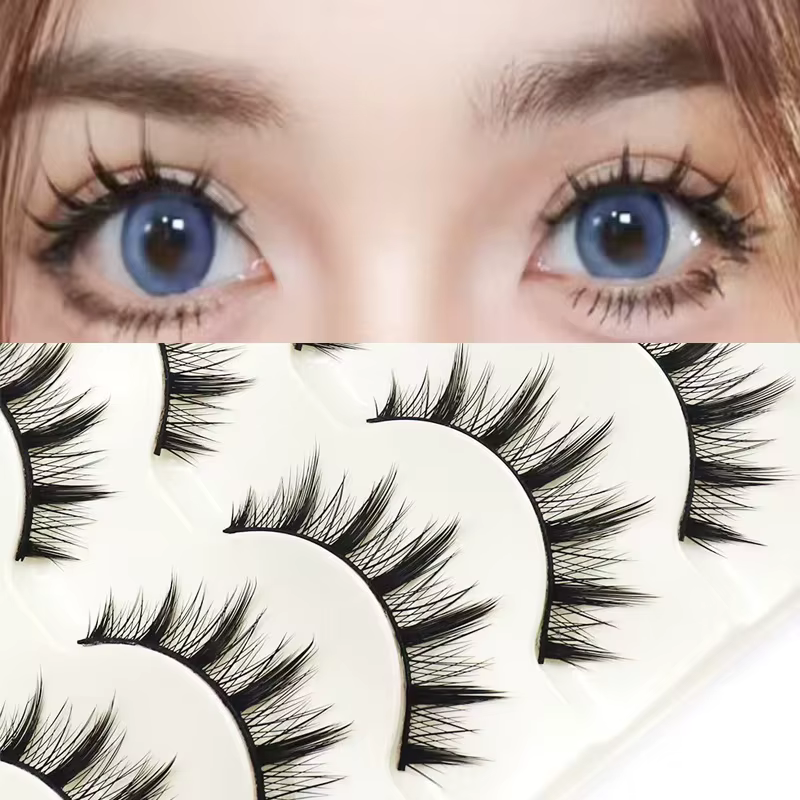 Cils noirs cils yeux de chat bande croisée faux cils naturel Long Cosplay maquillage 5 paires Extension de cils de vison Cilios