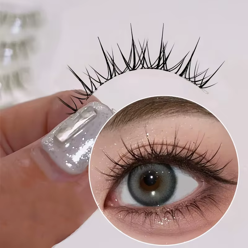 5 paires de faux cils transparents en forme de vague pour extension - réutilisables