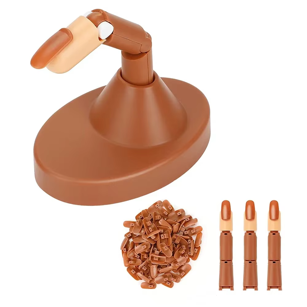 Doigt d'entraînement pour nail art avec 100 faux ongles, doigts humains réglables, équipement et outils de formation NA020