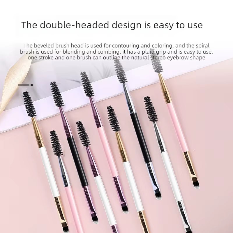 Pinceau à sourcils et cils doux 2-en-1 professionnel pour le contour des yeux