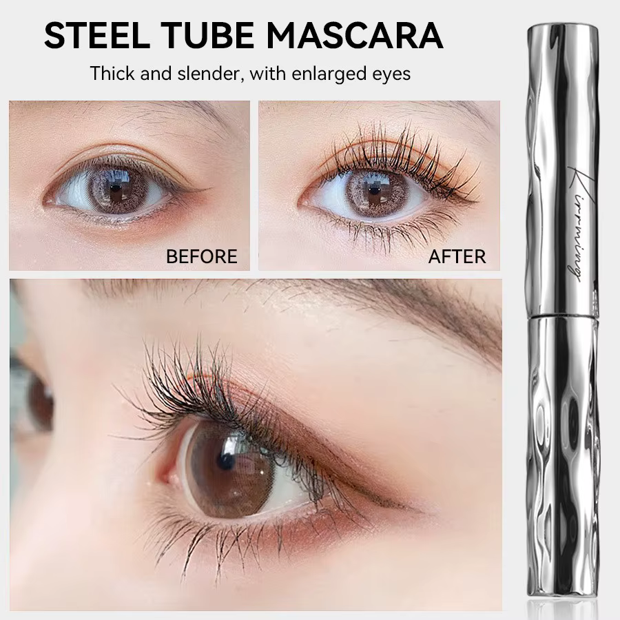 Mascara Tube Métallique Imperméable Noir Fibre de Soie Longue Tenue Courbant les Cils Sans Grumeaux Extensions