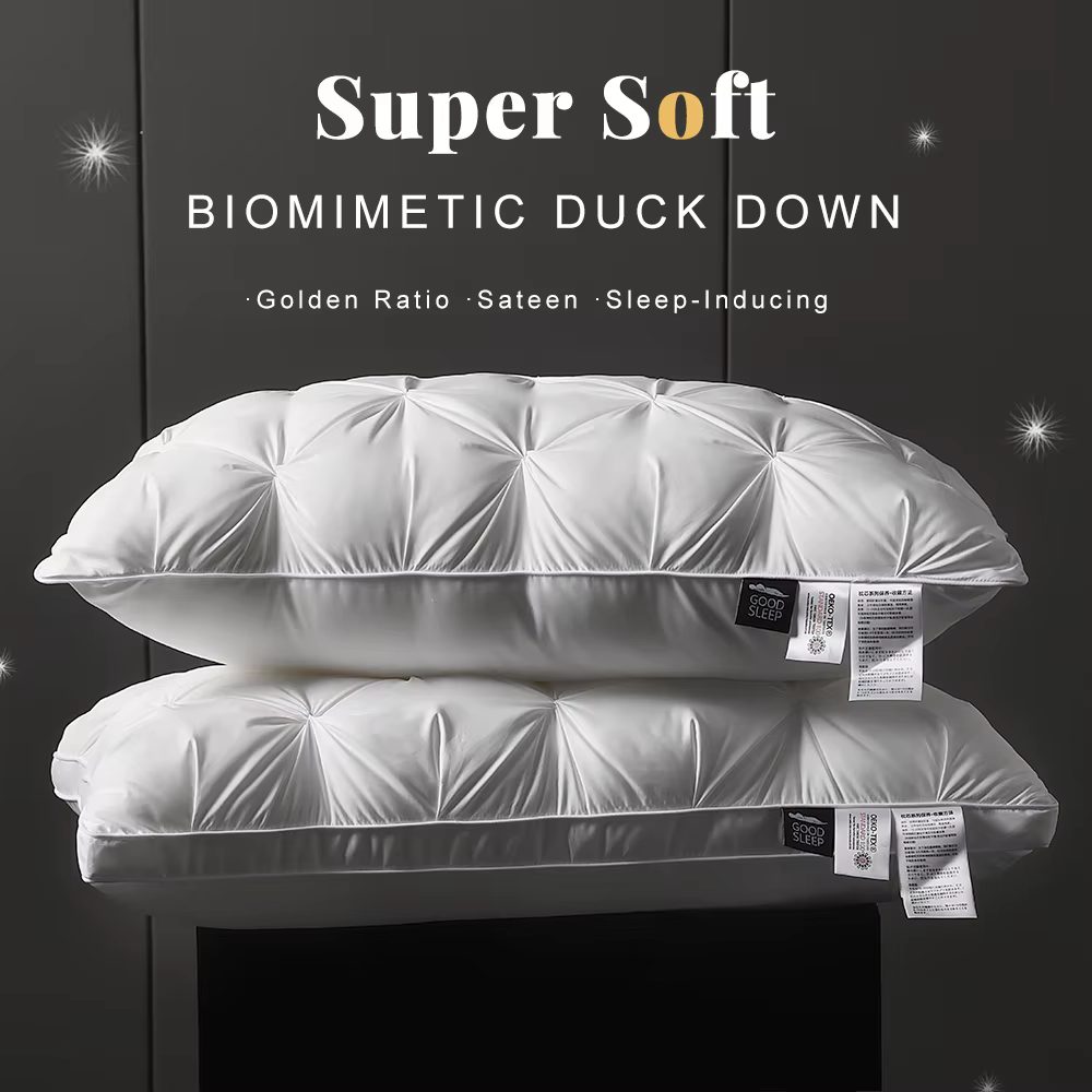 Oreiller confortable haut de gamme, oreiller d'hôtel 5 étoiles, noyau d'oreiller biomimétique en duvet de canard, noyau d'oreiller cervical tridimensionnel