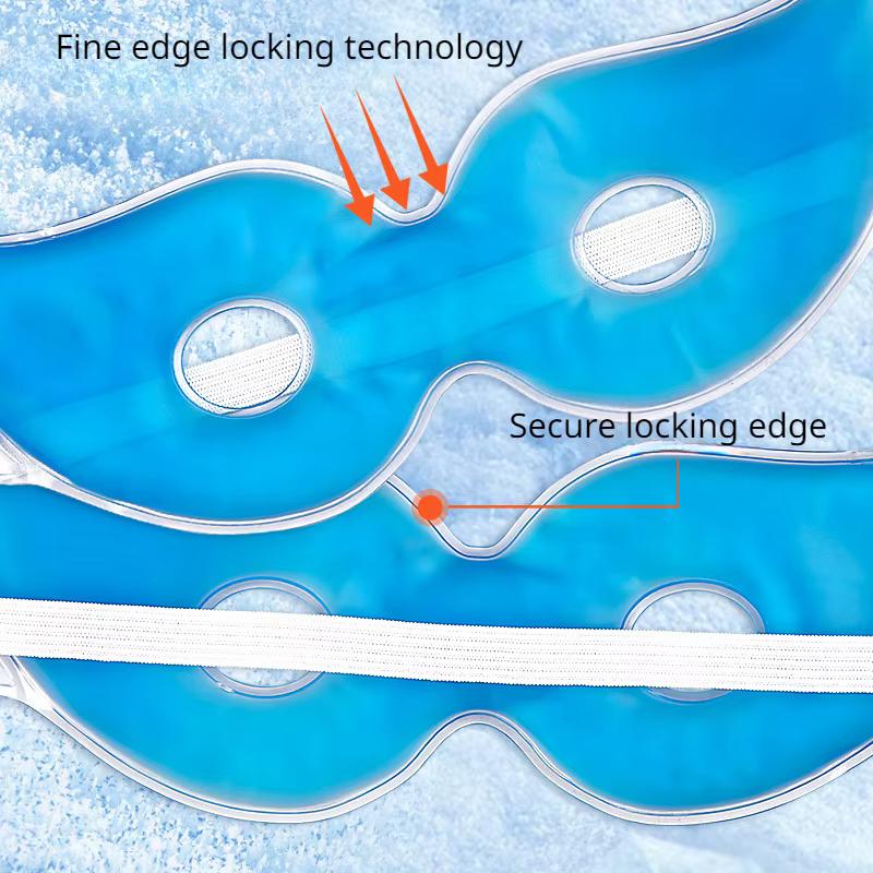 1 morceau de masque pour les yeux en gel souple bleu, masque pour les yeux à double usage à compresse froide et chaude réglable