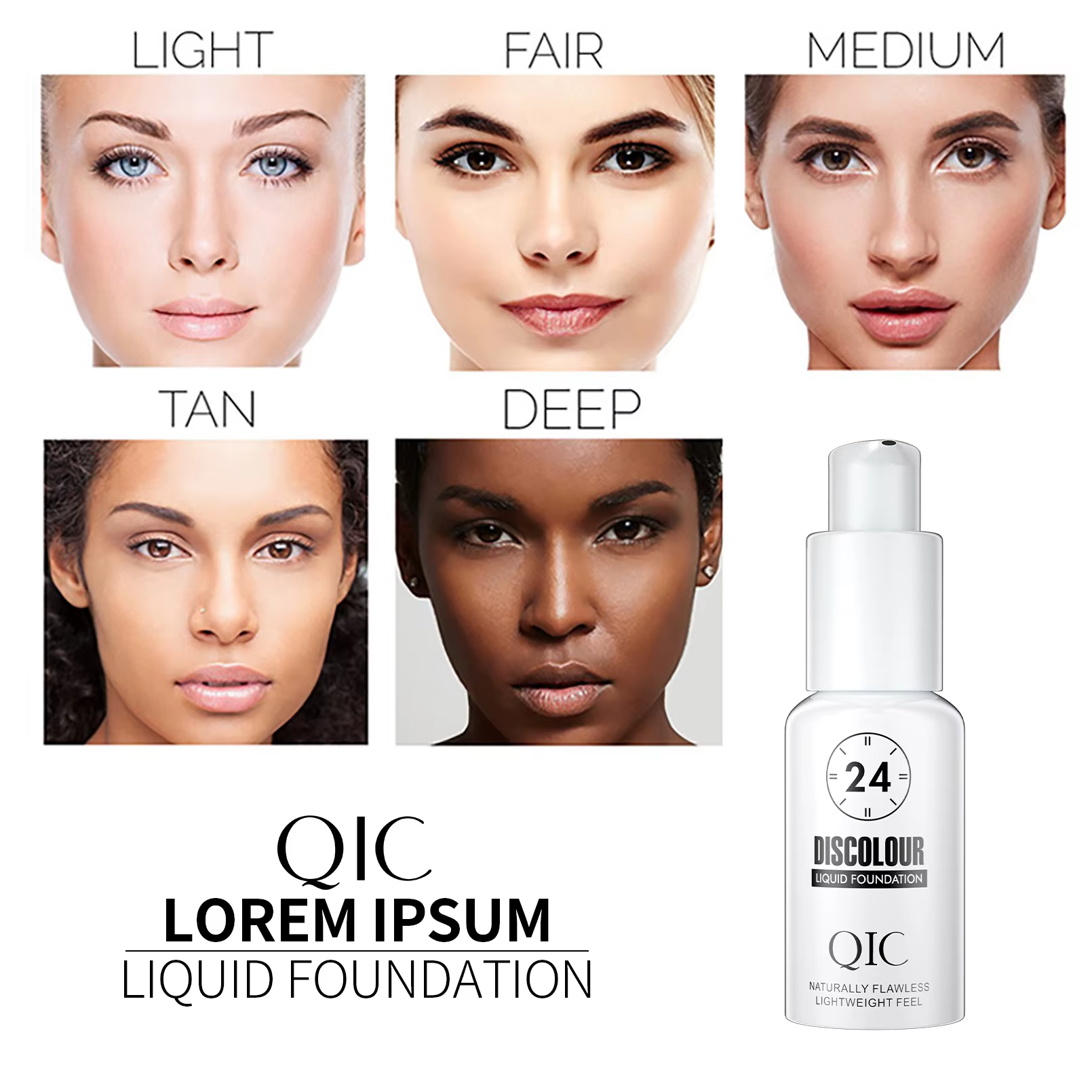 QIC 30ML fond de teint couleur changeante Base de maquillage visage nu couverture complète correcteur mat
