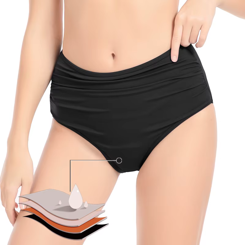 Culotte menstruelle taille haute pour homme, maillot de bain à absorption rapide, bas de bikini imperméable, vêtements de plage absorbants, culotte de règles