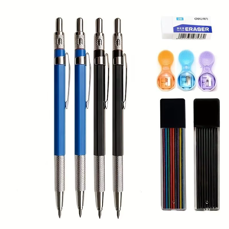 Ensemble de crayons mécaniques 2.0mm, recharge de plomb noir/couleur 2B, crayon automatique, croquis artistiques, peinture, écriture, papeterie scolaire et de bureau