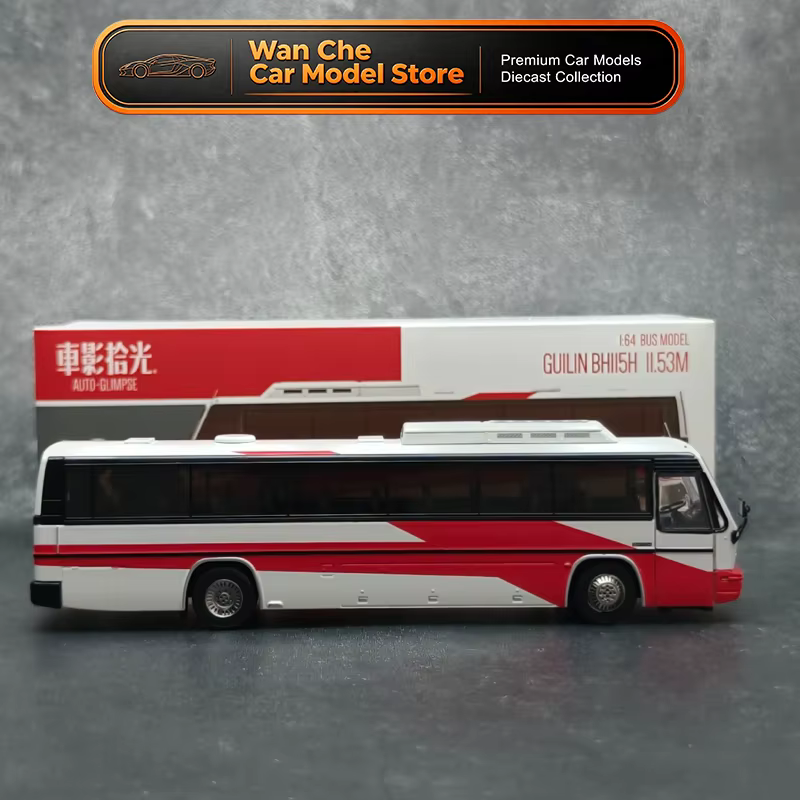 AUTO-GLIMPSE 1:64 Guilin Daewoo BH115H Autobus de tourisme de luxe rouge – Modèle d'autobus en alliage, collection, cadeau de vacances
