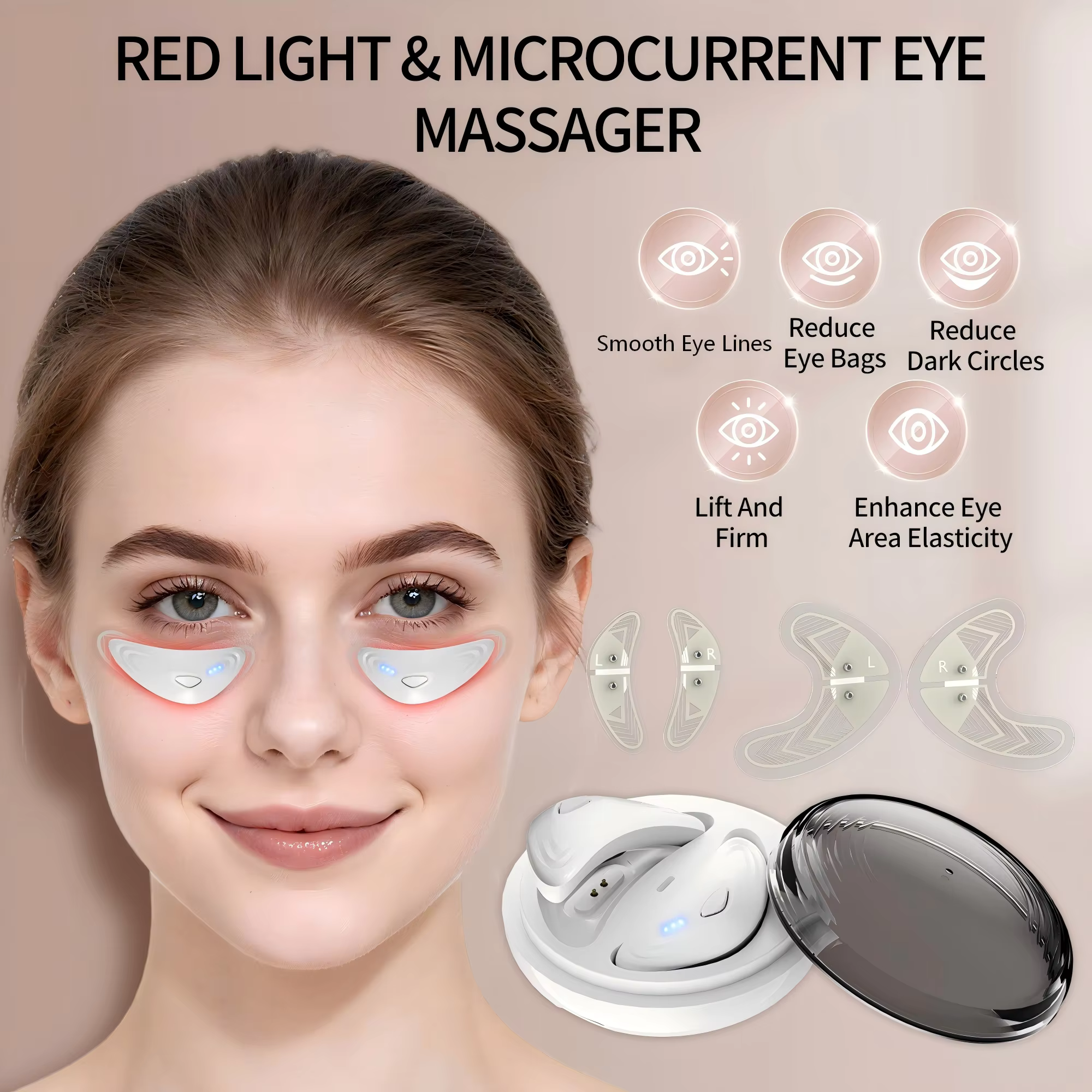 Appareil de massage des yeux EMS Redlight avec patchs pour les yeux