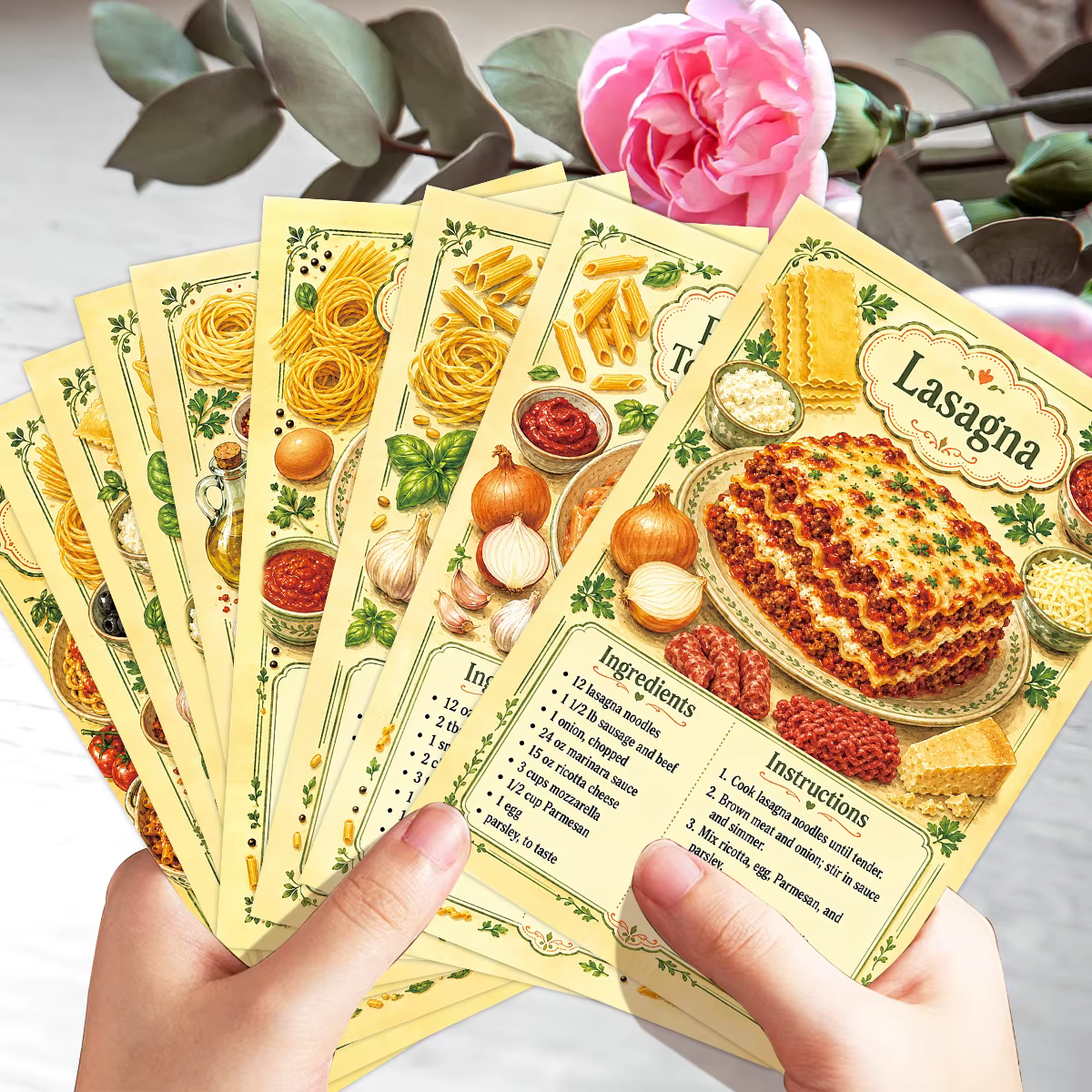 20 cartes postales vintage avec recettes de pâtes italiennes, cartes décoratives pour tableau d'affichage mural de cuisine, cadeaux culinaires pour chefs à domicile et amateurs de pâtes