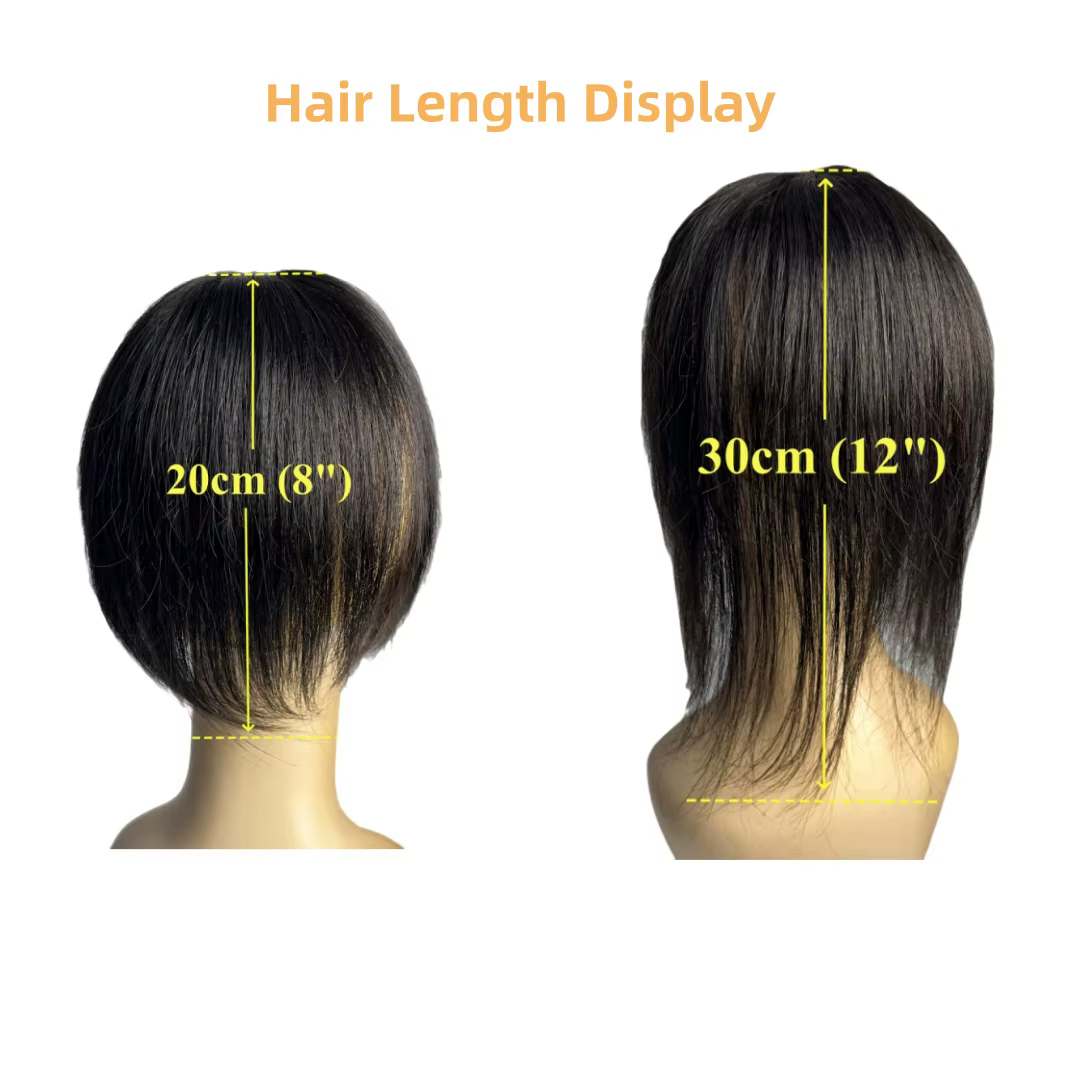 Compléments capillaires naturels en cheveux humains pour femmes avec frange, postiche à clipser avec cuir chevelu en PU pour une couverture plus réaliste de la perte de cheveux