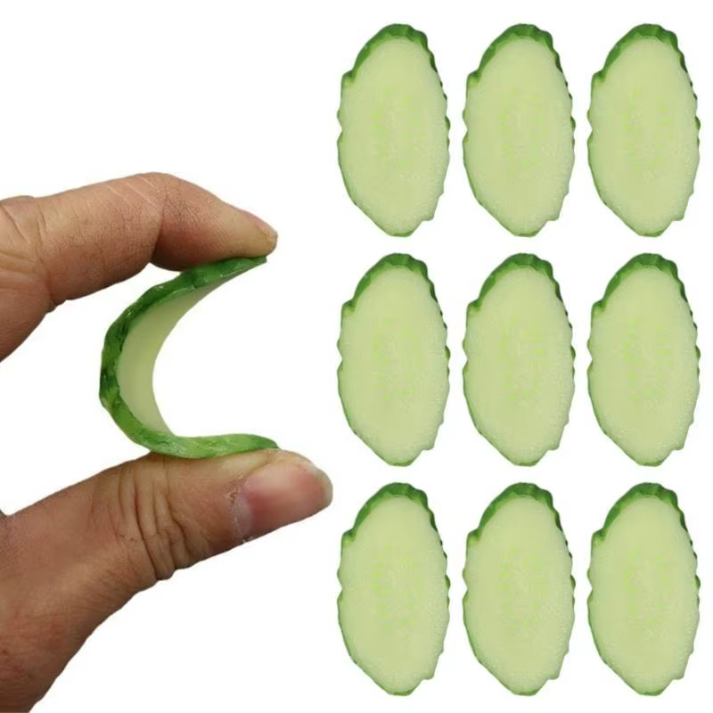G6KF 10PCS Simulation Cucumber Slices Fake Model Restaurant Tilring Outil