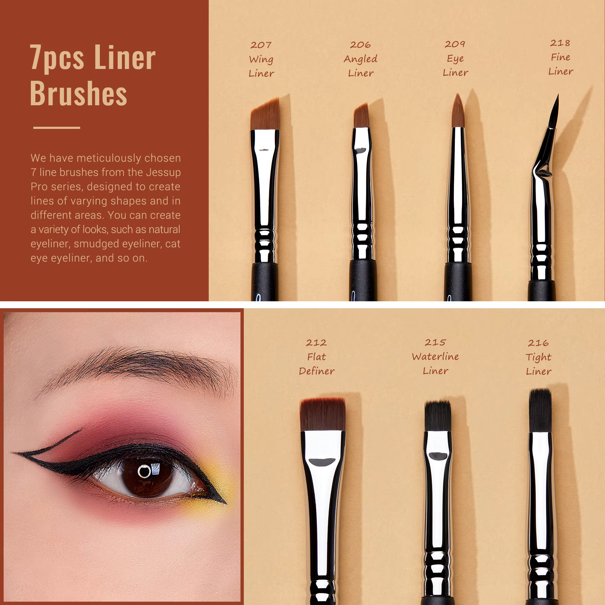 Jessup-Ensemble de pinceaux de maquillage pour les yeux