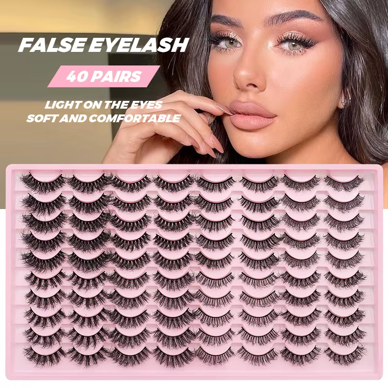 40 paires de cils de vison moelleux doux maquillage épais Faux