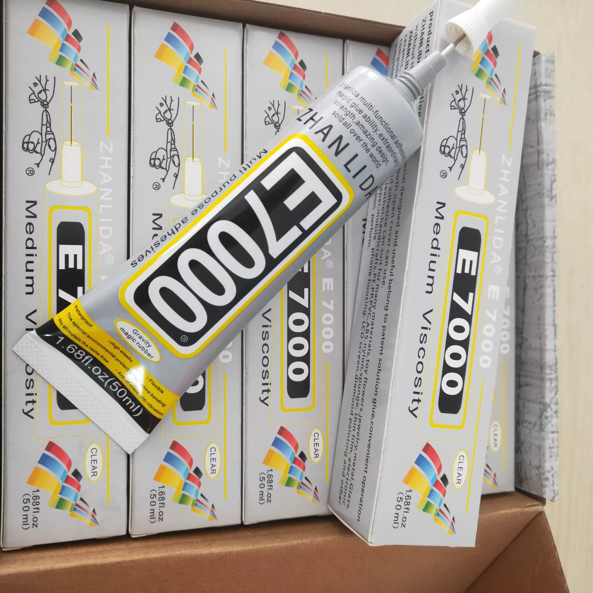 Colle liquide E7000, 50ml, résine plus puissante, adhésif de force, transparent, polyvalent, Super scellant, combiné, bricolage tactile