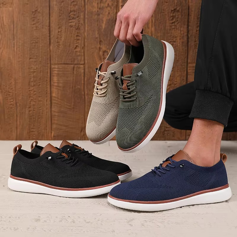 Chaussures plates en maille tricotée respirante, tendance, polyvalentes, décontractées, à la mode, avant-gardistes, chaussures de sport pour hommes