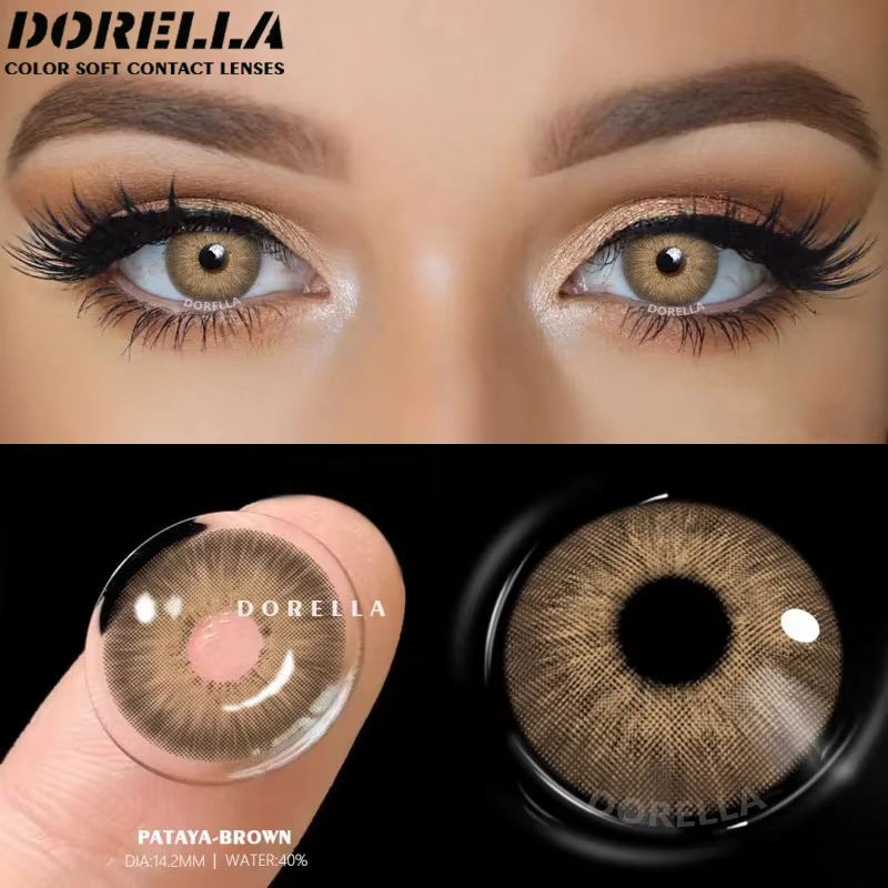 D'ORELLA 1 paire de lentilles de Contact de couleur pour les yeux, lentilles marron d'aspect naturel, lentilles grises, lentilles pour les yeux bleus, usage annuel, belle élève