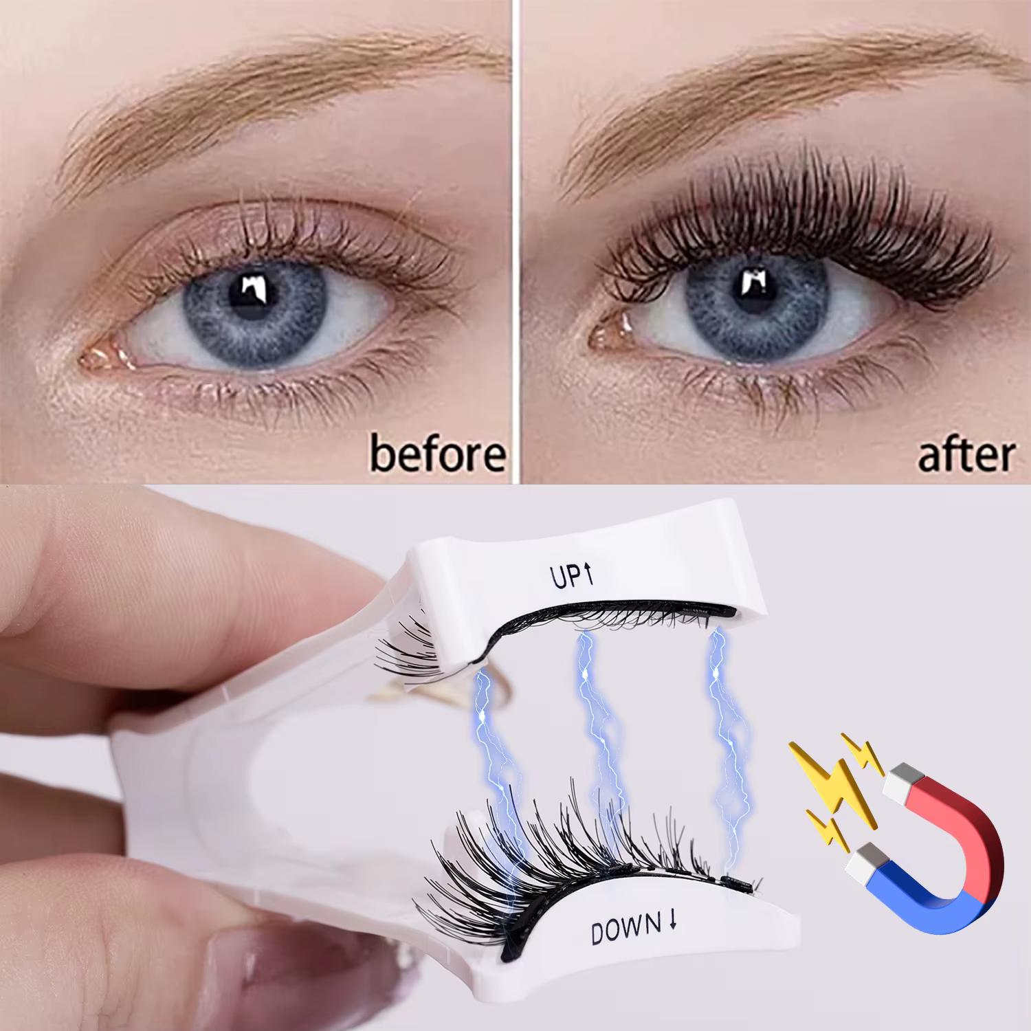 1 paire de kit de cils magnétiques réutilisables – Application facile