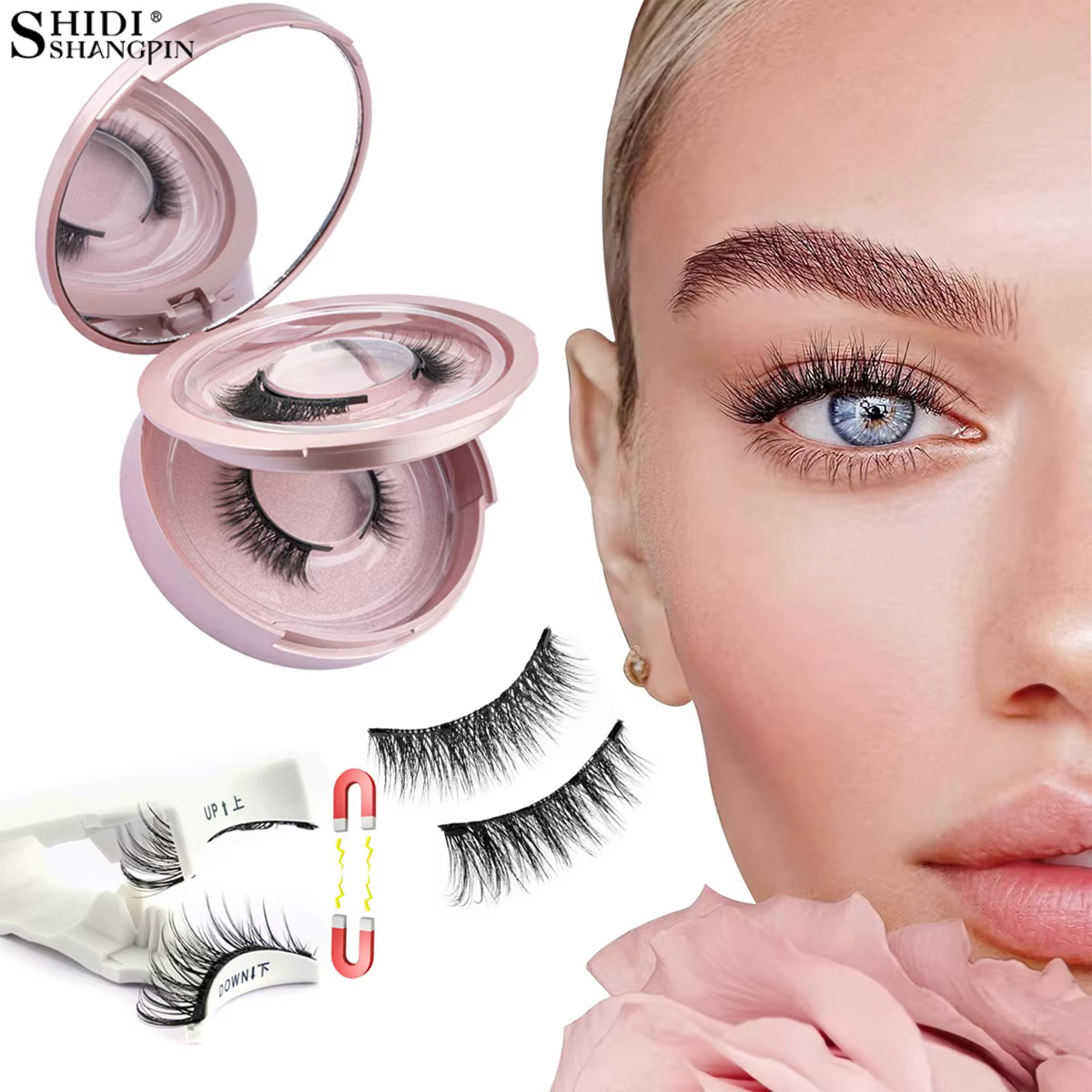 2 paires de faux cils magnétiques avec applicateur